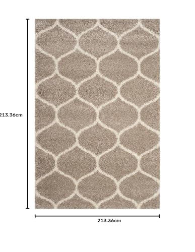 Image of Carpet for Living Room 7x7 Feet Square Anti Skid Rug Colour Beige Ivory