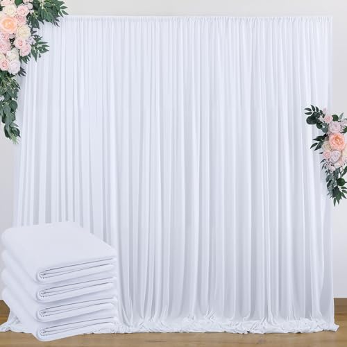 20 ft x 10 ft Wrinkle Free White Backdrop Curtain for Wedding Parties Polyester Photo Backdrop Drapes for Baby Shower Birthday Party Backdrop Stand Bulk Thick Background Curtains 5x10FT 4 Panels