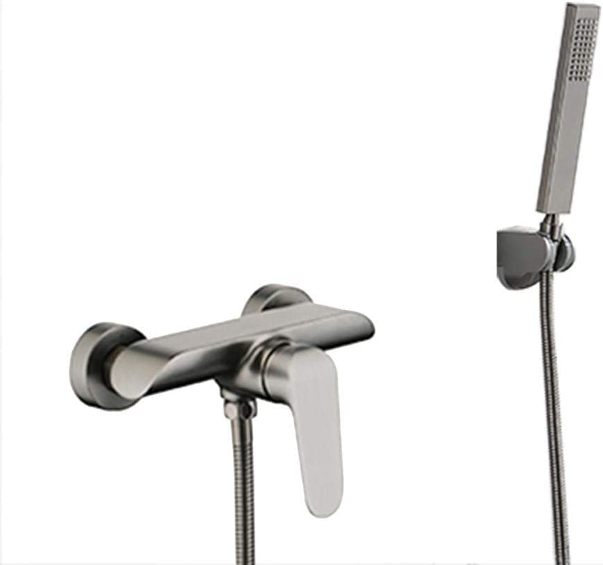 Mitigeur de baignoire avec douche murale eau chaude et froide en finition gris moderne
