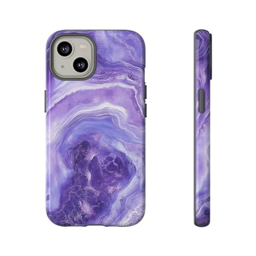 Coque rigide brillante iPhone 14 marbre violet antichoc légère