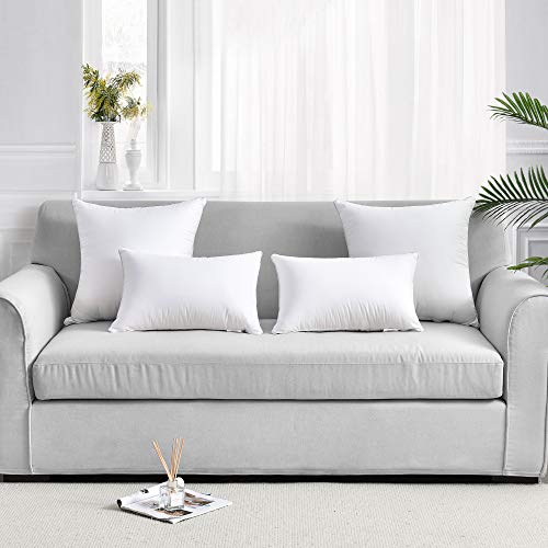 Image of FAVRIQ 12 x 20 Throw Pillow Inserts (Set of 2), Rectangle Interior Sofa Pillow Inserts with 100% Cotton Cover, Lumbar Support Pillow for Chair Bed, Decorative Pillow Insert Pair, White Couch Pillow