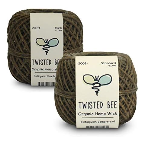 Twisted Bee 100% Organic Hemp Wick with Natural Beeswax Coating, Bundle of Thick & Standard Spools Cover