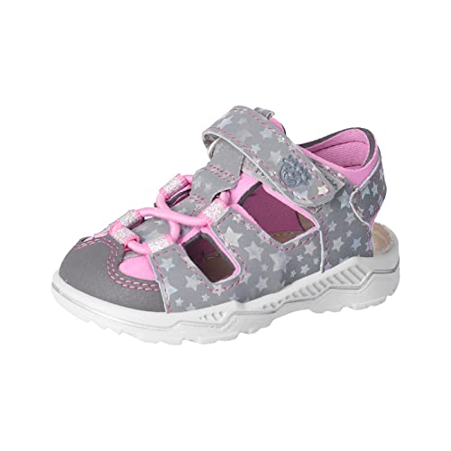 PEPINO Ricosta Mädchen Sandalen Gery,Kinderschuhe,WMS:Mittel,Outdoorsandalen,Halbschuhe,Klettverschluss,Graphit/rosada (450),25 EU
