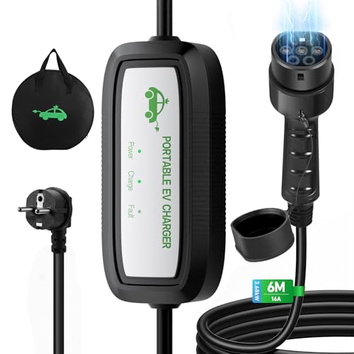 EVJUICION EV Chargeur Type 2, Chargeur Voiture Electrique 16A Schuko avec Sac, Cable de Recharge...