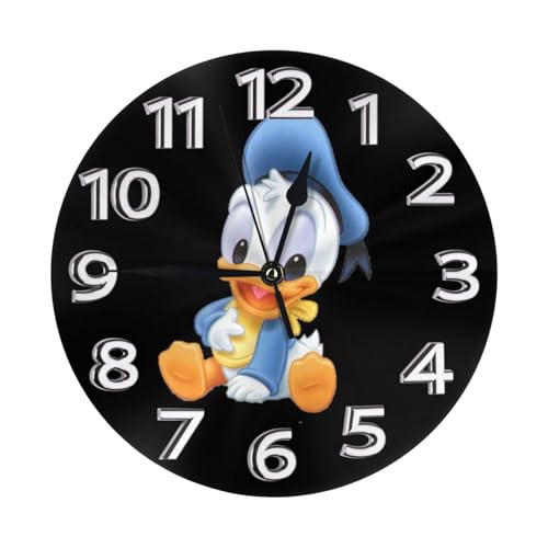 ドナルドダック 壁掛け時計 ウォールクロック 置き時計 直径25cm インテリア 壁かけ時計 アナログ 静音 連続秒針 Wall Clock 電池式 ベッドルーム 置き掛け兼用 見やすい デスクトップクロック リッピング