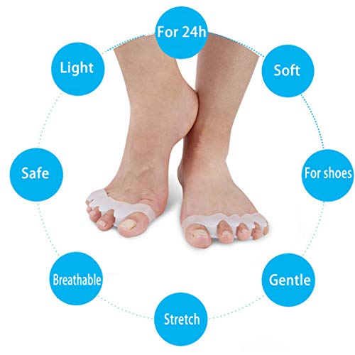 Image of 2 Pair Kids Toe Separators - Soft Gel Foot Spacers for Correcting Bunions, Hammer Toes, Relieving Foot Pain & Plantar Fasciitis