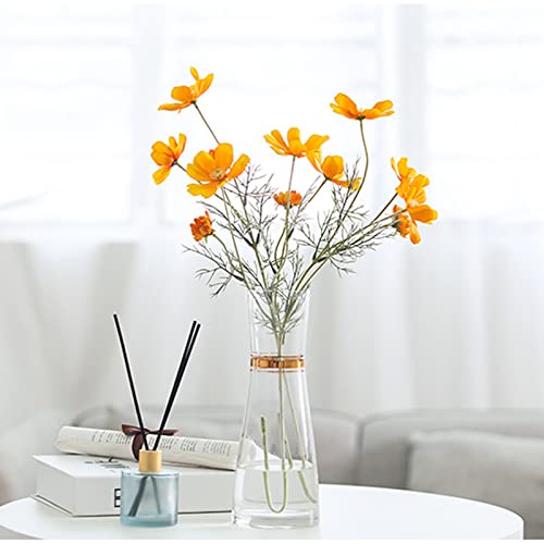 HYLOOD Ramo de flores artificiales de calliopsis, margaritas persas artificiales, de seda, 6 cabezas, tallo largo, ramo de flores falsas para decoración de mesa y hogar (jarrón no incluido)