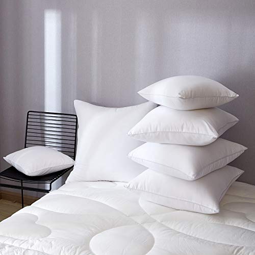 4 Pack - 20 x 20 Premium Hypoallergenic Stuffer Pillow Insert Sham Square Form Polyester, Standard / White (20 x 20)