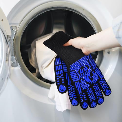 Image of BBQ Gloves, Oven Gloves, 1472F Extreme Heat Resistant Barbecue Gloves, Silicone Non-Slip Oven Mitts, Kitchen for Cooking, Grilling, and Baking