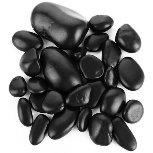 MUXHEL 1,5 kg de piedras decorativas negras, 2-8 cm, piedras negras, para jardín, piedras decorativas de río, piedras decorativas para acuario, maceta, paisajismo, relleno de jarrones