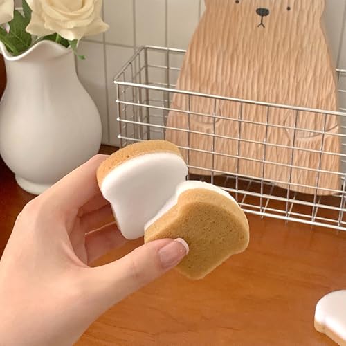 Image of 8 Pcs Cute Scrub Sponges, Small Toast Shaped Cleaning Scrub Sponge, Fun Toast Dish Washing Sponges for Kitchen Cleaning Supplies