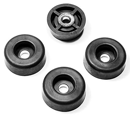 Image of 20 Medium Round Black Rubber Feet Bumpers w /Metal Insert - .312 inch H x .859 inch W - Non-Marking /Food Safe - Perfect for Furniture, Tables, Chairs, Electronics, Cutting Boards, Woodworking - Made in USA