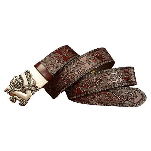 Ceinture homme cuir véritable ajustable sans trou résolvant les problèmes de taille marron café