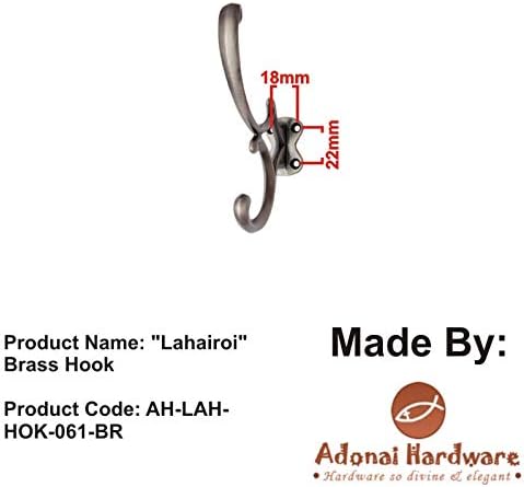 Adonai Hardware Lahairoi Brass Hat and Coat Hook (Supplied as 2 Pieces per Pack)