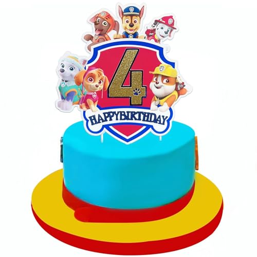 Decoracion Tarta Cumpleaños,Decoración Tarta 4 años,Decoracion Tarta,Happy Birthday Decoracion,Topper Tarta Decoración para Niños