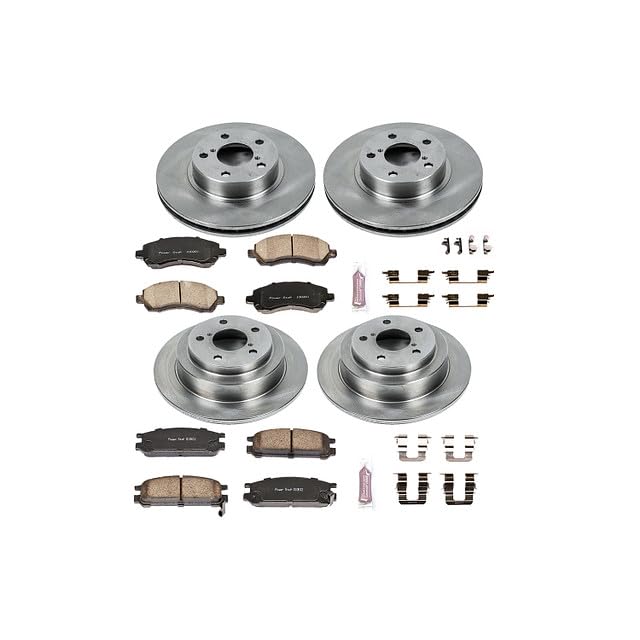 Image of PowerStop Front and Rear Brake Kit for Subaru Legacy 1997-99 - Z17 Ceramic Brake Pads & Disc Rotors Replacement, KOE446