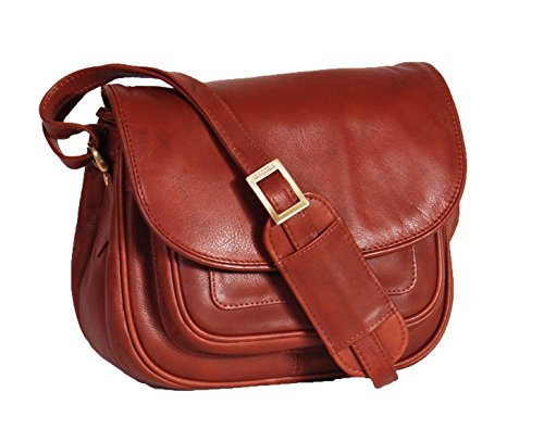 Sac à bandoulière en cuir véritable marron Sydney pour femme