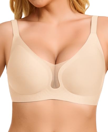 QooNoo BH Damen Ohne Bügel Push up BH Große Größen Starker Halt Komfort T Shirt BH Bequemer Bustier Seamless Bügelloser