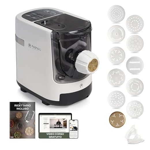 PASTAIO | Pasta Maker con DOPPIA Estrusione e trafila in Bronzo. Macchina per la pasta, fino a 800g di pasta, pesatura automatica, 12 trafile incluse per 16 tipi di pasta, 180W