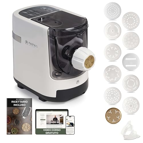 CLASSE ITALY PASTAIO Macchina per la Pasta con 12 trafile di cui 1 in Bronzo. 5 ANNI GARANZIA ITALIA, Pasta Maker, con bilancia, 800g di pasta per ciclo,16 tipi diversi di pasta.