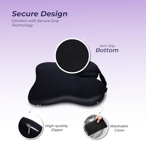 Image of Billebon Ultimate Car Wedge Seat Cushion | Premium Memory Foam Cushion with Coccyx Tailbone Cutout | Helps Relieve Hip| Tailbone & Lower Back Pain | Supports Weight Up to 100 kg - Black (Pack of 2)