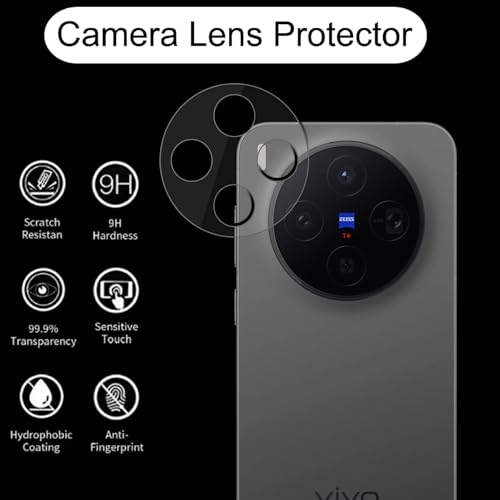 Image of amazon basics Camera Lens Protector for Vivo X300 5G (9H Hardness.Scratch Resistance) with Free Installation Kit - Pack of 2 Clear