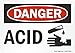 SmartSign 3.5 x 5 inch â€œDanger - Acidâ€ OSHA Label with Graphic, 3 mil Laminated Adhesive Polyester, Red, Black and White