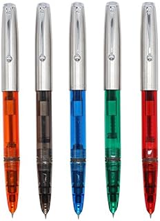 5 PCS Jinhao 51A Plastic Fountain Pen Set, Transparent, Diversity Color(Blue, Green, Grey, Orange, Red)