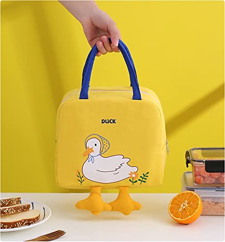 Yellow Cute Cartoon Duck Lunch Bags For Kids Reusable Insulated Lunch Box Female White Collar Nurse Student Office Worker Lunch Tote Bag #TOP1