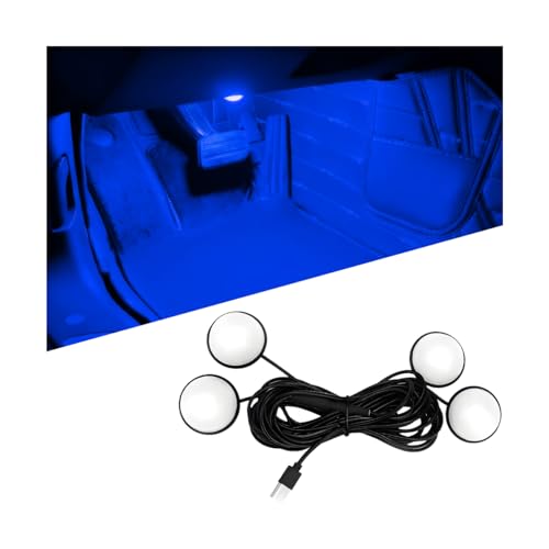 SWPHRT Car Interior LED Light with USB Port, 4-in-1 Vehicle Under Dash Ambient Neon Lamp Kit, Plug-in Automotive Inside Footwell Decor Night Light, Universal for Most Vehicles (Blue)