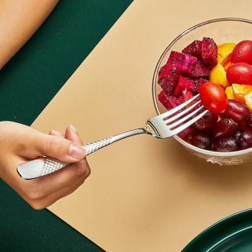 Image of Dinner Forks Set, Food Grade Extra-Fine Stainless Steel, Metal Cutlery Set for Home Kitchen Restaurant Hotel, Mirror Finish & Dishwasher Safe, Dessert Salad Forks (6 Pcs Big Fork, Silver)
