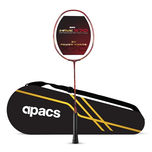 Image of Apacs iHawk X70 (Unstrung) Full Graphite Ultra Strong Carbon Fibre (75-79g) | 35 LBS Max Tension | 3D Power Frame | Made in Vietnam Badminton Racket with Full Cover (Maroon) (All Rounder)