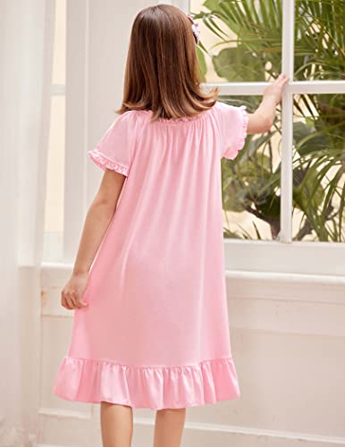 Arshiner Girls Nightgowns Sleepwear Short Sleeve Victorian Pajama Dress Soft Princess Sleepshirt for 3-12 Years Kids3