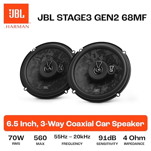 Image of JBL Stage3 Gen2 68MF 6.5 in / 16.5 cm 3-Way Coaxial Car Speakers