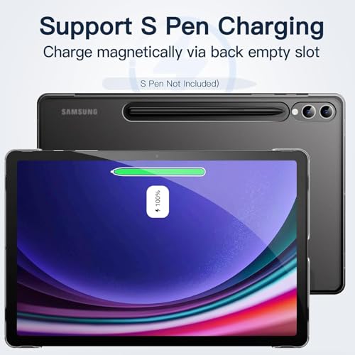 Image of MOCA Case for Samsung Galaxy Tab S10 Plus / S9 Plus 12.4-Inch, Translucent Back Tri-Fold Stand Cover, Supports S Pen Charging, Auto Wake /Sleep, Protective PU + PC Tablet Case (Black)