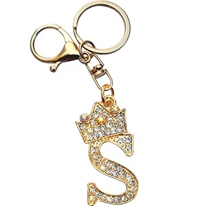 Letter Keychain for Women,Initial Letter Keychain with Rhinestone,A-Z Alphabet Keyrings Metal Letter Keychain
