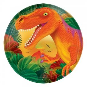 Prehistoric Dinosaurs Metallic Dessert Plates 8ct