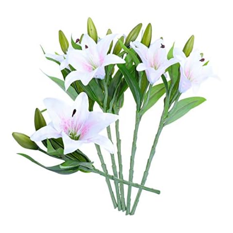 VOSAREA Lirios Artificiales Casamento Decoração 5 Piezas de Flores de Simulación de PVC de Artificial Cover