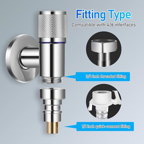 Image of Washing Machine Faucet, Water Spigot with Hose Handle, Washing Machine Tap Dishwasher Angle Valve Laundry Tap(Chrome Finish)