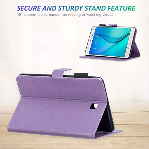 Dteck Case For Sm-T350 / Sm-T357 (Galaxy Tab A 8.0-Inch 2015 Released) Tablet - Bling Crystal Plum Blossom Pattern Synthetic Leather Smart Stand Wallet Folio Cover With Auto Sleep Wake (18 Purple) #TOP3