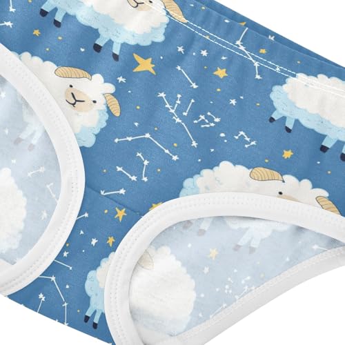 Wusikd Sheep Girls' Underwear Cotton Blue Stars Girls Briefs Soft Toddler Underwear 2T4
