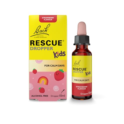 Rescue Kids Dropper 10ml (Strawberry) Comfort & Reassurance Natural Emotional Wellness Day Support Flower Essence Vegan Formula Travel Bach to School Exams Alcohol Free