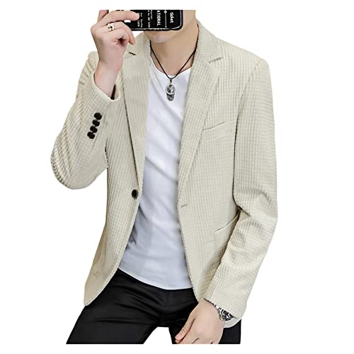 Blazer De Veludo De Veludo Para Homens Com Bolso, Jaqueta Sólida E Alta De Terno, Blazer De