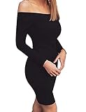 Allegrace Women Sexy Long Sleeve Off Shoulder Bodycon Bandage Party Club Dresses Black S