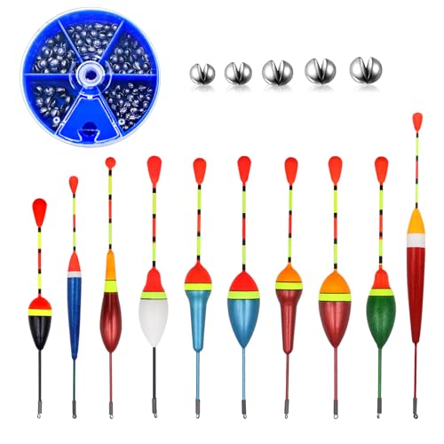 WestCH Posen Angeln Set 10 Stück Schwimmer, Forelle Posenset als Angelzubehör, 100 Stück Fishing Lead 5 Größen Angelblei Schrotblei für Verschiedene Fischgrößen in Seen oder Teichen WestCH Posen Angeln Set 10 Stück Schwimmer, Forelle Posenset als Angelzubehör, 100 Stück Fishing Lead 5 Größen Angelblei Schrotblei für Verschiedene Fischgrößen in Seen oder Teichen
