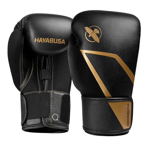 Hayabusa E1 Boxing Gloves for Kids, Youth and Teens - Black/Gold, 6oz