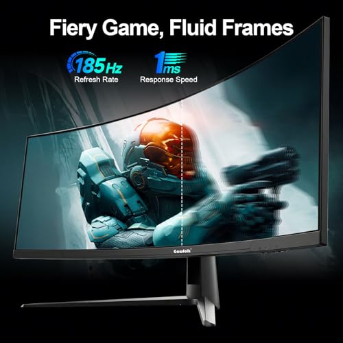 Gawfolk 44.5 Zoll Curved Gaming Monitor, 1500R UltraWide PC Bildschirm 185Hz 5120×1440P, Curved Computerbildschirm mit FreeSync und Pip/PBP, DP, HDMI 4