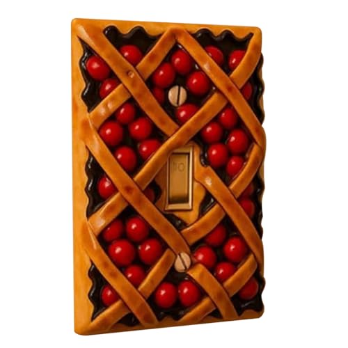 Cubierta para interruptor de luz, diseño de tarta de cereza, cubierta decorativa para salón, baño, oficina, cocina, garaje