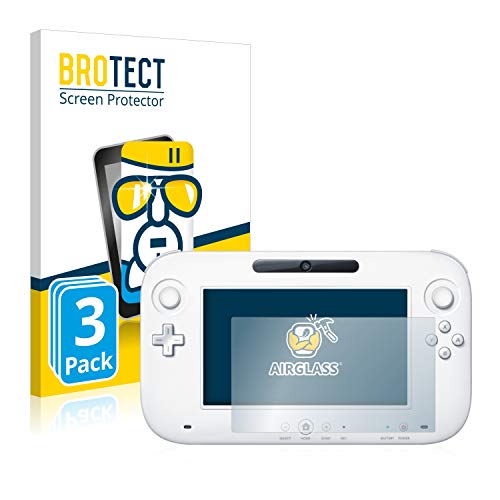 brotect Protection Écran Verre pour Nintendo Wii U GamePad (Controller) (3 Pièces) Film Protecteur Vitre 9H [Anti-Rayures, Transparent]