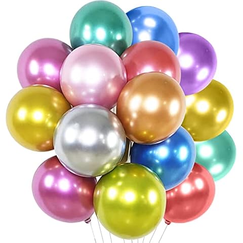 50 Pack Metallic Rainbow Balloons for Parties Cover